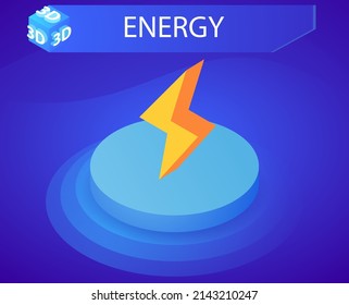 Icono de diseño isométrico energético. Ilustración web de vectores. 3.ª colorida concepción