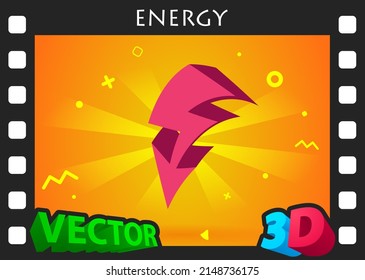 Icon für die Energieisometrie. Vektorgrafik, Web-Illustration. 3D-Farbkonzept