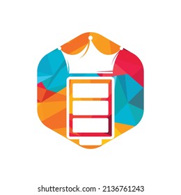 Diseño del logotipo vectorial de Energy King. Batería con diseño de iconos de la corona.	