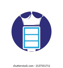 Energy king vector logo design. Battery with crown icon design.	