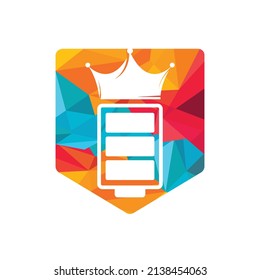 Diseño del logotipo vectorial de Energy King. Batería con diseño de iconos de la corona.	