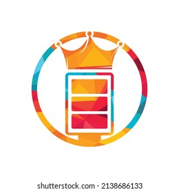 Energy king vector logo design. Battery with crown icon design.	