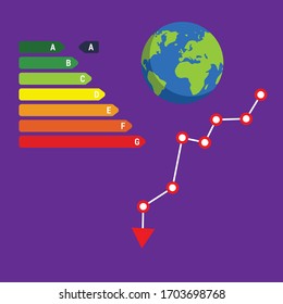 energy label concept.Conceptual vector illustration in flat style design.Isolated on background.