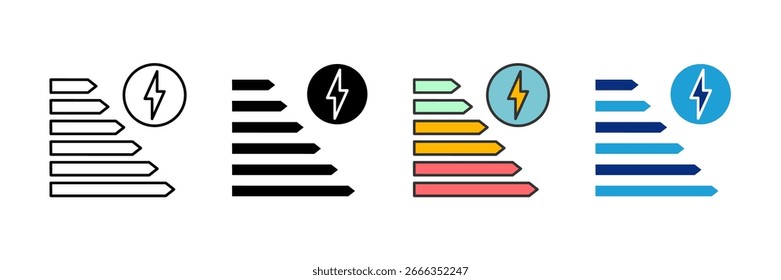Conjunto de iconos de etiqueta de energía Colección de estilo múltiple