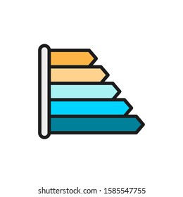 Energy label for refrigerator, energy efficiency classes flat color line icon.