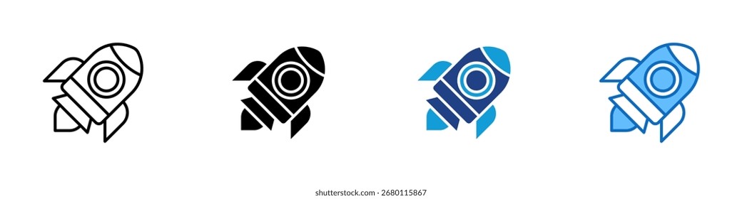 Energy Launch Multiple Style Icon Vector Design - Rocket with power symbol, representing startup, energy boost, growth acceleration, or innovation launch