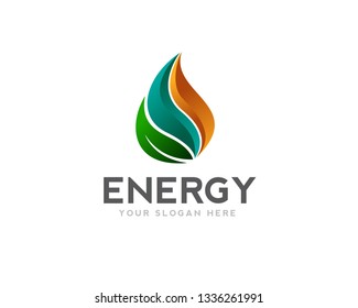 Energy leaf oil drop logo design inspiration