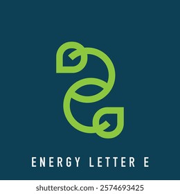 Energy letter e and leaf modern logo. Electricity and charging company logo template. vector