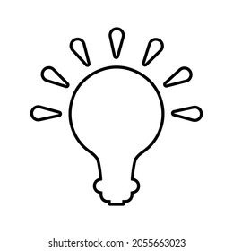 Energy, light bulb outline icon. Line art vector.