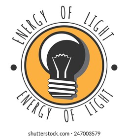 Energy of light logo. Lightbulb retro icon. Vintage vector illustration