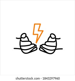 Energía, iluminación en manos aisladas icono. Salvando a la naturaleza. Ilustración vectorial.