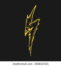 Energy lightning. Graphic art. Hand drawn isolated element. Ink splash.
