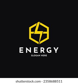 energy lightning logo design creative idea, energy logo design letter e