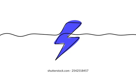 Desenho em forma de Energy Lightning por linha contínua, ilustração de vetor de design de linha fina