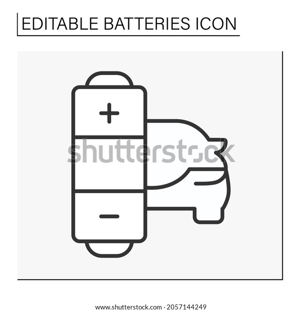 Energy line icon. Automotive or car battery.\
Rechargeable energy for motor vehicles. Battery concept. Isolated\
vector illustration. Editable\
stroke