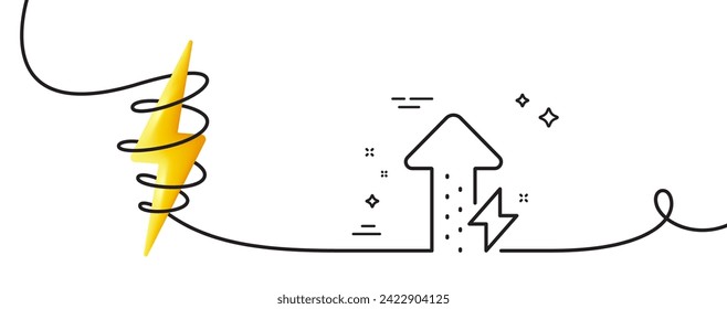 Icono de línea de energía. Una línea continua con curl. Signo de perno. Símbolo de consumo de energía. Cinta de esquema único de crecimiento de energía. Curva de bucle con energía. Vector