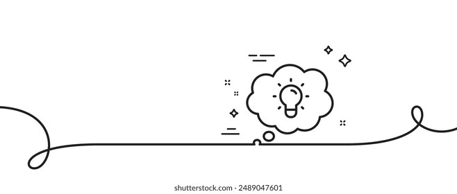 Energy line icon. Continuous one line with curl. Lightbulb sign. Electric power symbol. Energy single outline ribbon. Loop curve pattern. Vector