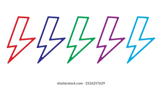 Design do ícone da linha de energia, Traço editável, Pixel Perfect, Ícone de flash do parafuso Stock Illustration.thunder, ícone de raio flash - Símbolo do ícone de energia elétrica.