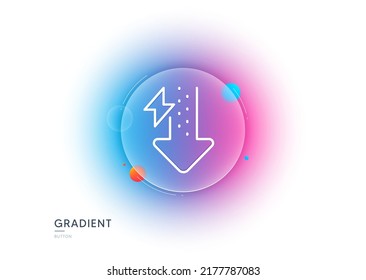 Energy line icon. Gradient blur button with glassmorphism. Thunderbolt sign. Power consumption symbol. Transparent glass design. Energy drops line icon. Vector