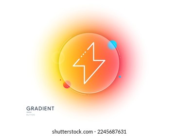 Icono de línea de energía. Botón de desenfoque degradado con gafas. Signo de perno. Símbolo de energía eléctrica. Diseño de vidrio transparente. Icono de línea de energía. Vector