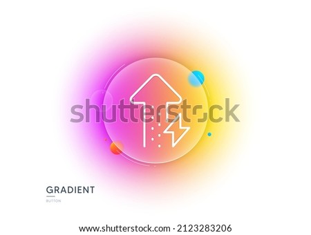 Energy line icon. Gradient blur button with glassmorphism. Thunderbolt sign. Power consumption symbol. Transparent glass design. Energy growing line icon. Vector