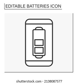  Energy line icon. Half charge smartphone battery. Battery concept. Isolated vector illustration. Editable stroke