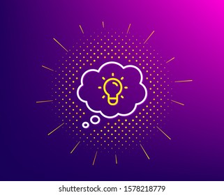 Energy line icon. Halftone pattern. Lightbulb sign. Electric power symbol. Gradient background. Energy line icon. Yellow halftone pattern. Vector