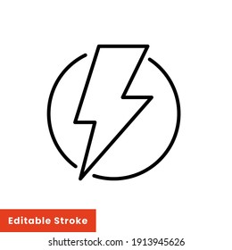 Energy line icon. Simple outline style for web and app. Power, charge, electricity, battery, lightning concept. Vector illustration isolated on white background. Editable stroke EPS 10