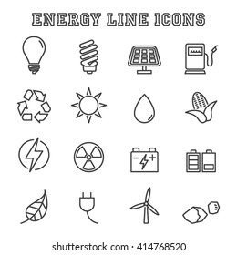 energy line icons, mono vector symbols