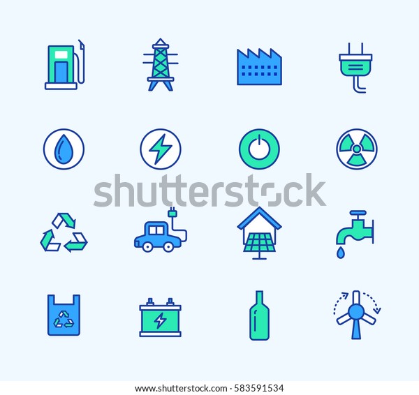 energy line icons, Neon color, web, Symbols for\
mobile and web graphics
