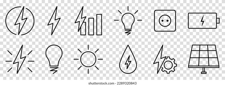 Energy line icons. Vector illustration isolated on transparent background
