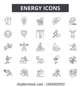 Energy line icons for web and mobile design. Editable stroke signs. Energy  outline concept illustrations