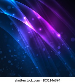 Energy lines, glowing waves in the dark, vector abstract background. Vector business or technology presentation design template, brochure or flyer pattern, or geometric web banner