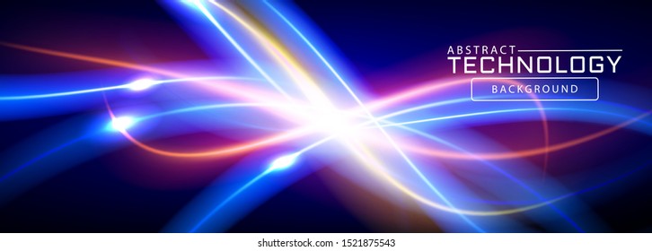 Energy lines, glowing waves in the dark, abstract background. business or technology presentation design template, brochure or flyer pattern, or geometric web banner