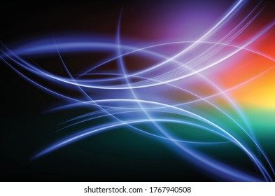 Líneas de energía, olas brillantes en un fondo oscuro y abstracto. plantilla de diseño de presentación de negocios o tecnología, patrón de folleto o volante, o banner web geométrico