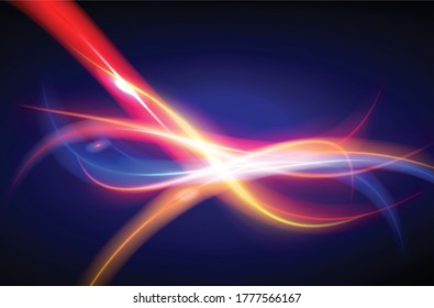 Energielinien, leuchtende Wellen im dunklen, abstrakten Hintergrund. Design-Vorlage für Geschäfts- oder Technologiepräsentationen, Broschüren oder Flyer-Muster oder geometrischer Webbanner