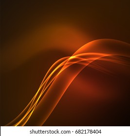 Energy lines, glowing waves in the dark, vector abstract background. Vector business or technology presentation design template, brochure or flyer pattern, or geometric web banner