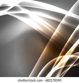 Energy lines, glowing waves in the dark, vector abstract background. Vector business or technology presentation design template, brochure or flyer pattern, or geometric web banner
