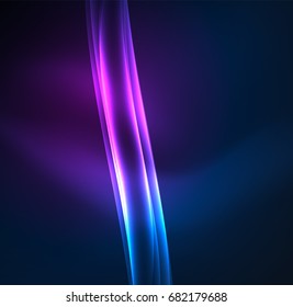 Líneas de energía, ondas brillantes en el fondo oscuro, vector abstracto. Plantilla de diseño de presentación de vocabulario o tecnología, patrón de folleto o volante, o banner web geométrico