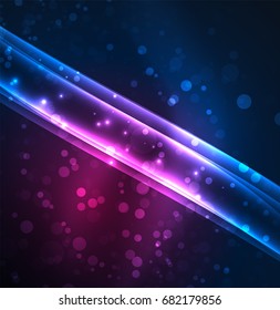 Energy lines, glowing waves in the dark, vector abstract background. Vector business or technology presentation design template, brochure or flyer pattern, or geometric web banner