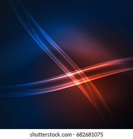 Energy lines, glowing waves in the dark, vector abstract background. Vector business or technology presentation design template, brochure or flyer pattern, or geometric web banner