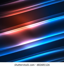 Energy lines, glowing waves in the dark, vector abstract background. Vector business or technology presentation design template, brochure or flyer pattern, or geometric web banner