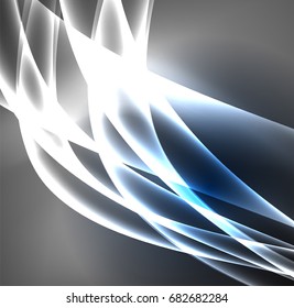 Energy lines, glowing waves in the dark, vector abstract background. Vector business or technology presentation design template, brochure or flyer pattern, or geometric web banner