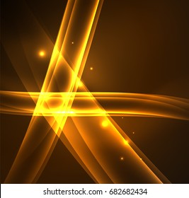 Energy lines, glowing waves in the dark, vector abstract background. Vector business or technology presentation design template, brochure or flyer pattern, or geometric web banner