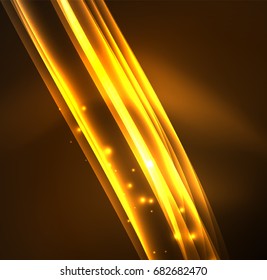 Energy lines, glowing waves in the dark, vector abstract background. Vector business or technology presentation design template, brochure or flyer pattern, or geometric web banner