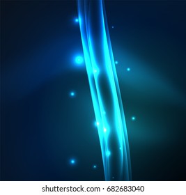 Energy lines, glowing waves in the dark, vector abstract background. Vector business or technology presentation design template, brochure or flyer pattern, or geometric web banner