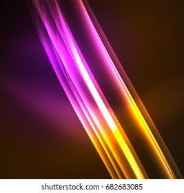 Energy lines, glowing waves in the dark, vector abstract background. Vector business or technology presentation design template, brochure or flyer pattern, or geometric web banner
