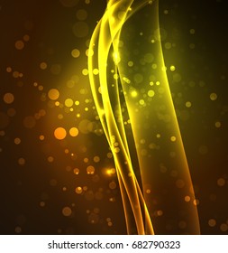 Energy lines, glowing waves in the dark, vector abstract background. Vector business or technology presentation design template, brochure or flyer pattern, or geometric web banner