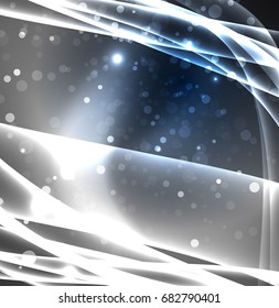 Energielinien, leuchtende Wellen im Dunkeln, Vektorgrafik-abstrakter Hintergrund. Design-Vorlage für Vektorgrafik-Präsentationen, Broschüren oder Flyer-Muster oder geometrisches Webbanner