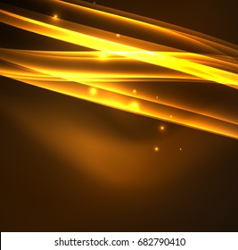 Energy lines, glowing waves in the dark, vector abstract background. Vector business or technology presentation design template, brochure or flyer pattern, or geometric web banner